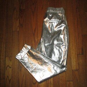 ZARA Silver Metallic Pull On Pants NWOT